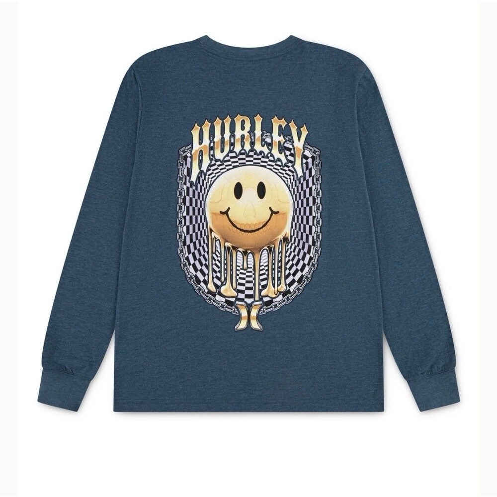 Hurley Big Boy Smiley Long Sleeve Green T-Shirt. Size XL